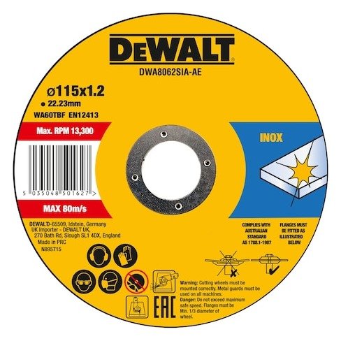 115mm x 1mm x 22.23mm Bonded Abrasive INOX Cutting Disc