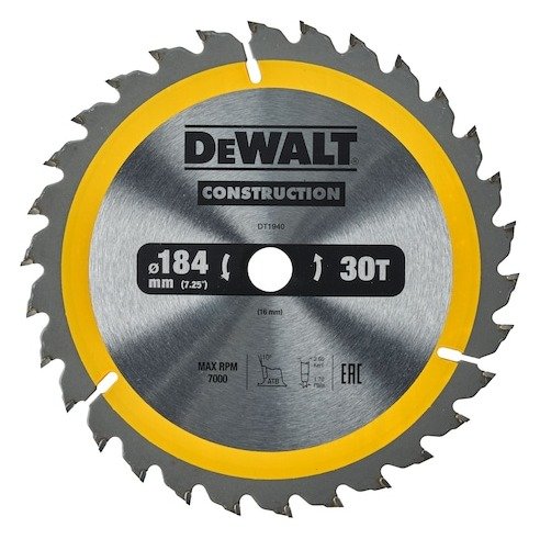 CONSTRUCTION 184mm x 16mm 30T Circular Saw Blade