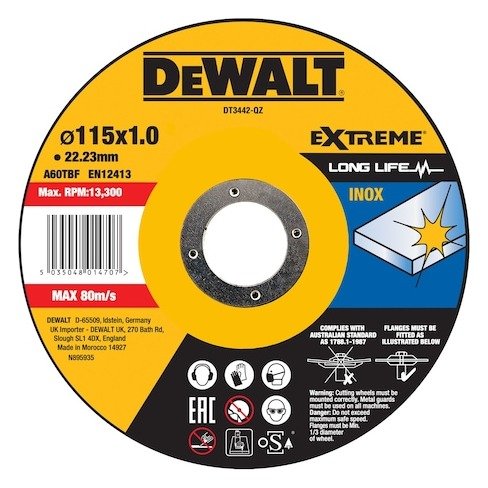 EXTREME 115mm x 1mm x 22.23mm Type 41 Bonded Abrasive INOX Cutting Disc