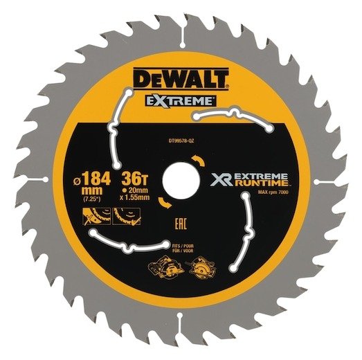 XR EXTREME RUNTIME 184mm 36T Circular Saw Blade, 184mm Bore